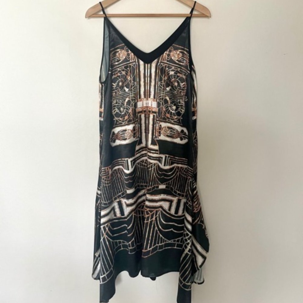 Clover Canyon Gatsby Dress Black Print Spaghetti Strap - Size S